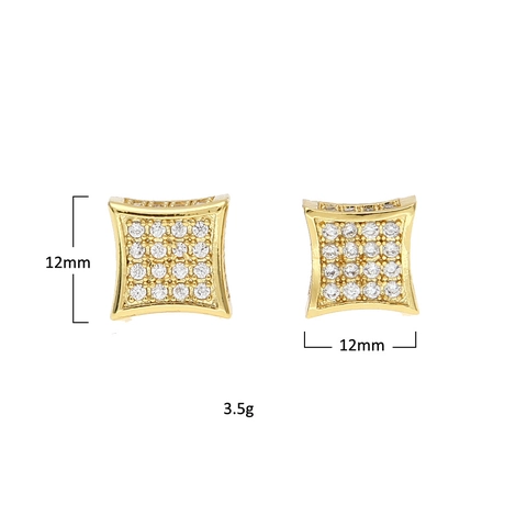 Hip Hop Square Copper Zirconia Stud Earrings For Men Women Iced Out Bling Geometric Earrings Steel Post Fashion Jewelry
