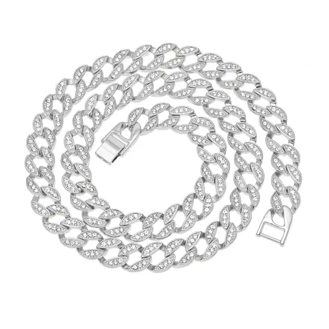Hip Hop Legierung Strass Panzerkette Halskette Für Herren Damen Iced Out Geometrische Modische Persönlichkeit Schmuck Geschenk Täglich