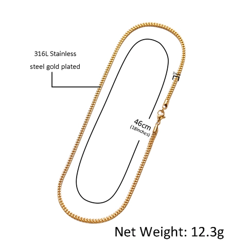 3mm Stainless Steel Franco Chain Necklace For Men Women Hip Hop Wheat Link Chain Gold Silver Fashion Jewelry Accessory