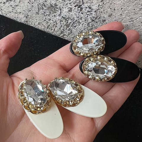 Fermaglio per Capelli Vintage Ovale con Strass in Lega di Cristallo a Becco d'Anatra Donna Accessori per Capelli Stile Coreano