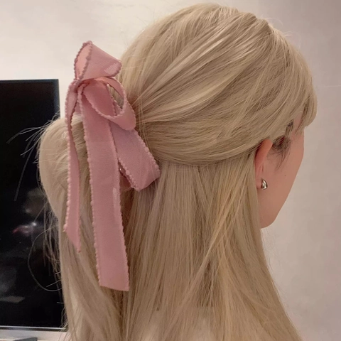 Pince Banane Nœud en Ruban Style Français Pince à Cheveux Rétro Queue de Cheval Haute Élégant Nœud Épingle à Cheveux Verticale Femmes