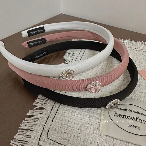 Diadema de Tela con Diamantes de Imitación en Forma de Corazón Estilo Francés para Mujer Diadema Acolchada Hecha a Mano Elegante