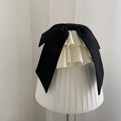 Extra Grote Satijnen Strik Haarklem Voor Dames Elegante Zwart-Wit Gerimpelde Barrette Handgemaakte Haaraccessoires