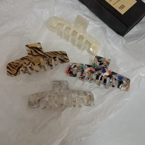 Pinzas para el Cabello Grandes de Acetato Estilo Francés con Estampado de Leopardo y Mármol Accesorios para el Pelo