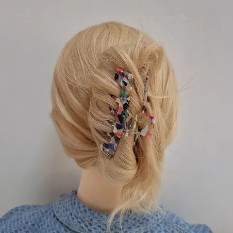 Pinzas para el Cabello Grandes de Acetato Estilo Francés con Estampado de Leopardo y Mármol Accesorios para el Pelo