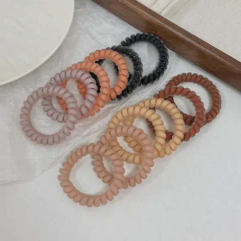 Matte Spiral Hair Ties Telephone Wire Hair Rings High Elasticity No Trace Jelly Color Plastic Resin Scrunchies For Women Daily Wear