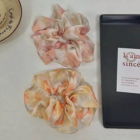 Elegantes Coleteros De Satén Teñido Con Acuarela Para Mujer Coleteros Grandes Con Estampado Floral Abstracto Francés