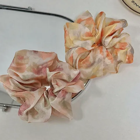 Elegantes Coleteros De Satén Teñido Con Acuarela Para Mujer Coleteros Grandes Con Estampado Floral Abstracto Francés