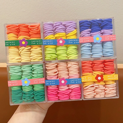 Gomas para el Pelo para Niños Niñas Soportes de Coleta de Tela Scrunchies Multicolor Color Caramelo Accesorios para el Cabello Estilo Coreano