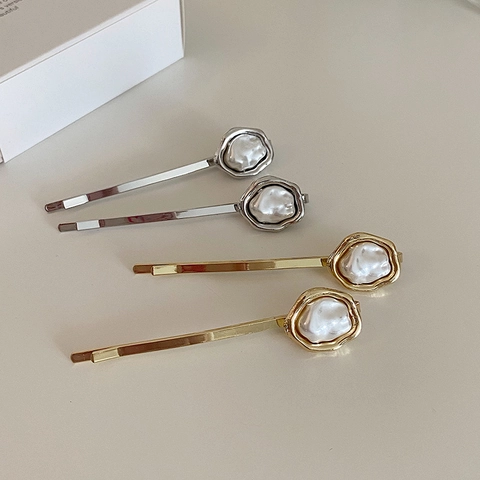 Pinza para el Pelo Francesa Vintage Barroca con Perla Artificial Aleación Clip Lateral Irregular para Mujer Accesorios para el Cabello Elegantes