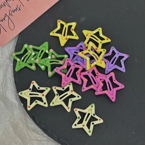 Fermagli per Capelli in Metallo a Stella Colorata Pois Dolce Stile Dopamina Clip BB Laterali per Donne Ragazze Accessori