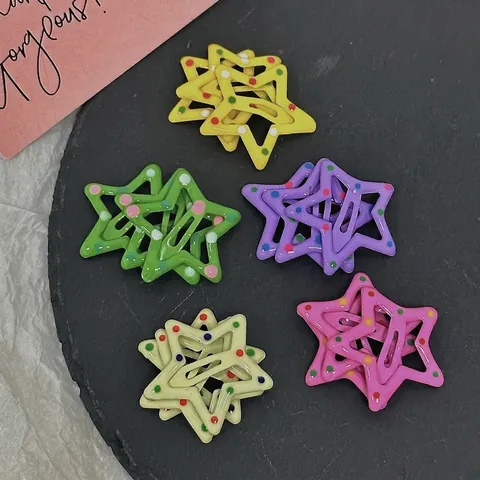 Fermagli per Capelli in Metallo a Stella Colorata Pois Dolce Stile Dopamina Clip BB Laterali per Donne Ragazze Accessori