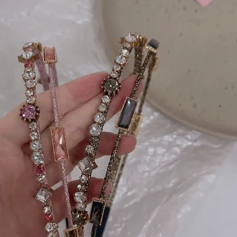 Cerchietto in Cristallo Artificiale e Strass Vintage Francese per Donna Elegante Cerchietto Geometrico per Festa di Compleanno Matrimonio