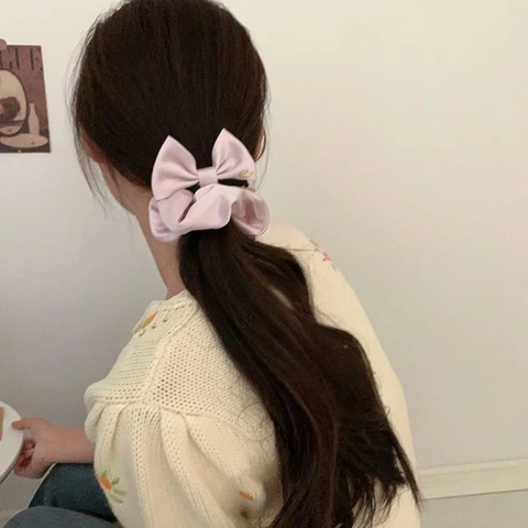 Scrunchie con Fiocco in Raso Stile Francese per Donna Elegante Rosa Grande Elastico per Capelli Dolce Fatto a Mano Accessori per Capelli in Tessuto Regalo