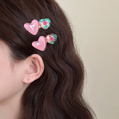 Vintage Heart Resin Stud Earrings With Dried Flowers And Gold Edge Sweet Floral Jewelry For Women Daily Dating Accessories
