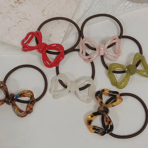 Goma de Pelo de Acrílico con Lazo Hueco Estilo Coreano para Mujer Alta Elasticidad Degradado Estampado de Leopardo
