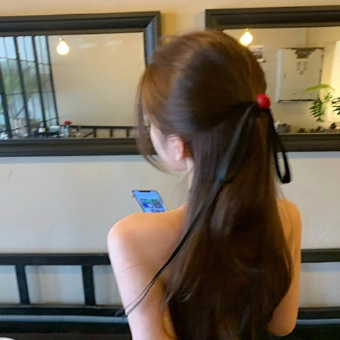Fermaglio per Capelli con Rosa Rossa Vintage Fiocco a Nastro Elastico Balletcore Dolce Tessuto di Raso Accessori Capelli Donna