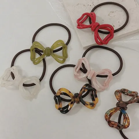 Goma de Pelo de Acrílico con Lazo Hueco Estilo Coreano para Mujer Alta Elasticidad Degradado Estampado de Leopardo