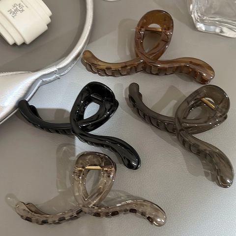Pinza per Capelli Grande Francese Colore Gelatina per Donna Elegante Clip a Squalo in Plastica Torta Accessori Capelli