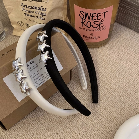 Damen Elegantes Sternenbesetztes Gepolstertes Stirnband High Cranial Top Stoff Haarband Zum Waschen Des Gesichts Mode Haaraccessoires