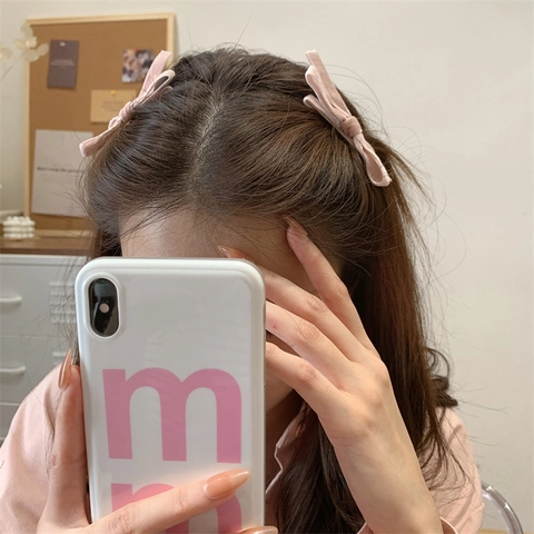 Barrette Cheveux Nœud en Velours de Style Coréen Élégant Pour Femme Pince Bec de Canard Fait Main Accessoires Cheveux Mode