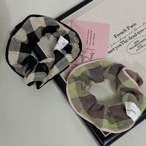 Elastico per Capelli in Tessuto a Quadri Stile Coreano per Donna Retrò Verde Oliva Elastico Cravatta per Capelli Accessorio