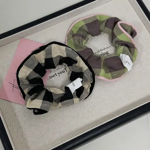 Elastico per Capelli in Tessuto a Quadri Stile Coreano per Donna Retrò Verde Oliva Elastico Cravatta per Capelli Accessorio