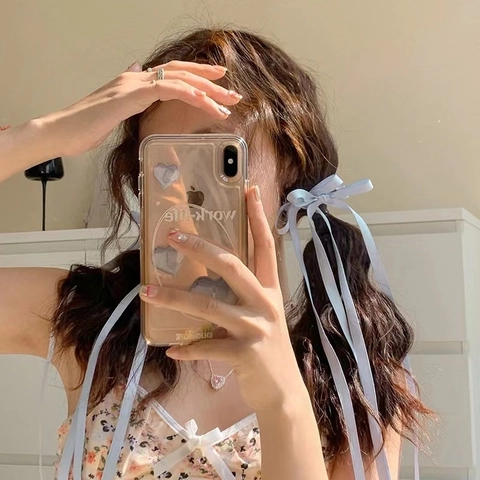 Dulces Pinzas para el Cabello con Lazo y Cintas Largas Hechas a Mano de Tela de Satén Pico de Pato para Peinado de Mujer