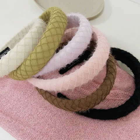Diadema de Punto Vintage Francés Acolchada de Diamante Engrosada Aumento Parte Superior Craneal Accesorio Pelo Mujer Moda