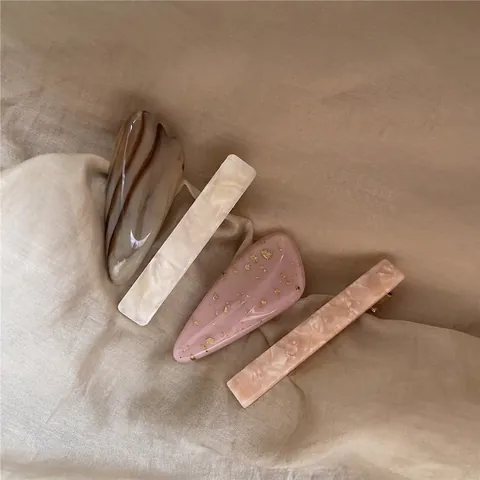 Korean Style Acetate Hair Clips Elegant Marble Pattern Duckbill Clips Exquisite Versatile Hairpins Women Fashion Accessories