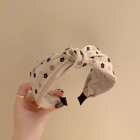 Cerchietto Largo Annodato Vintage Stampa Floreale Tessuto Ricamo Stella Accessori per Capelli Retrò Per Donne Ragazze