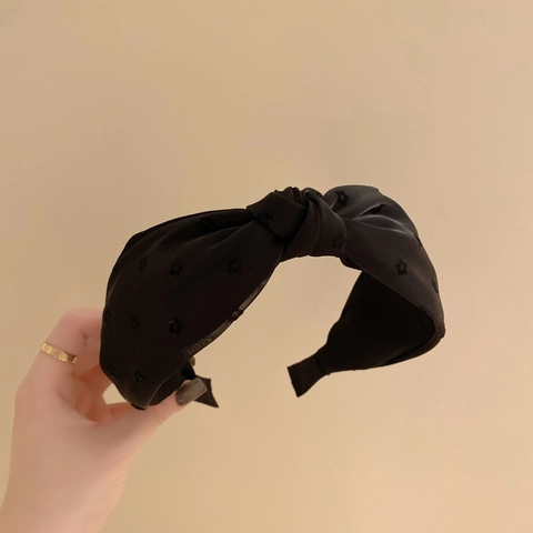 Cerchietto Largo Annodato Vintage Stampa Floreale Tessuto Ricamo Stella Accessori per Capelli Retrò Per Donne Ragazze