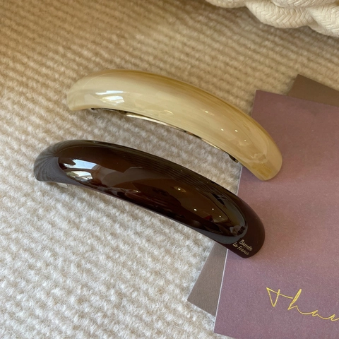 French Style Elegant Curved Resin Spring Hair Clip Minimalist Chocolate Color Ponytail Barrette Hair Accessories For Women