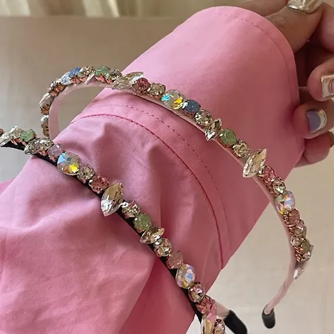 Süßer Bunter Strass Eingelegt Haarreifen Eleganter Legierung Haarbügel Für Damen Mori-Stil Party Haarschmuck