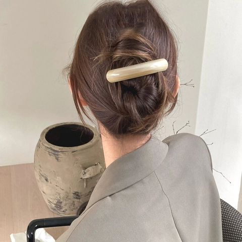 French Style Elegant Curved Resin Spring Hair Clip Minimalist Chocolate Color Ponytail Barrette Hair Accessories For Women