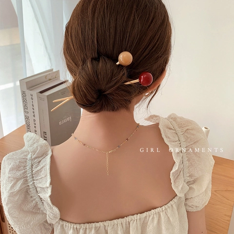 Minimalist Metal Hair Stick For Women Retro Ball Decorative Hair Pin Simple Geometric Elegant Hair Styling Tools Accessories