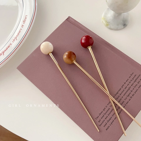 Minimalist Metal Hair Stick For Women Retro Ball Decorative Hair Pin Simple Geometric Elegant Hair Styling Tools Accessories