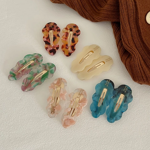 French Style Marbling Acetate Hair Clips Cloud Wave Shape Sweet Barrette BB Clips For Women Girls Elegant Hair Styling Accessories