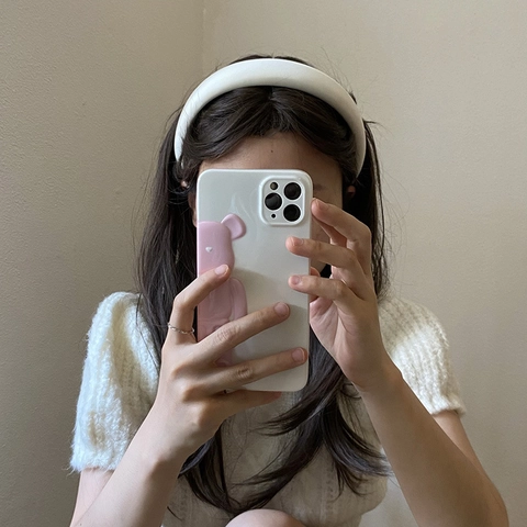 Korean Style Elegant Satin Padded Sponge Headband Solid Color Thick Hairband For Women Versatile Retro Handmade Hair Accessories