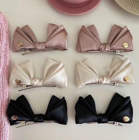 Pinza para el Pelo con Lazo de Satén 3D Estilo Coreano Dulce Elegante Hecho a Mano Pico de Pato Accesorios de Cabello