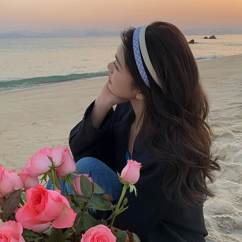 Diadema Acolchada De Estilo Coreano A Cuadros Y Color Sólido Para Mujeres Niñas Hecha A Mano De Mezcla De Algodón Accesorios