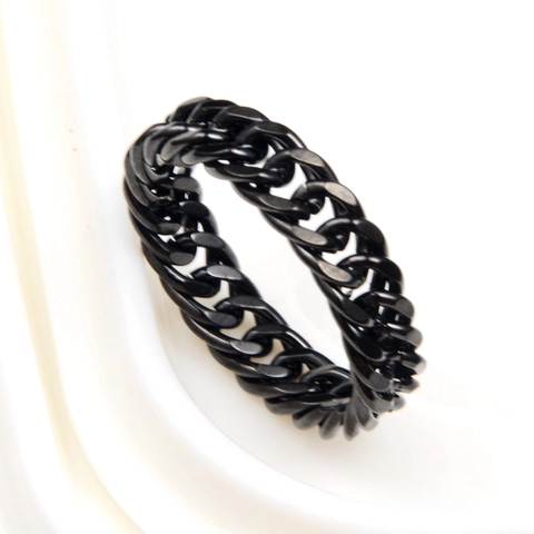 Anello a Catena Cubana in Acciaio Inossidabile Hiphop Punk Unisex Geometrico Tendenza Individuale Festa Gioielleria Regalo