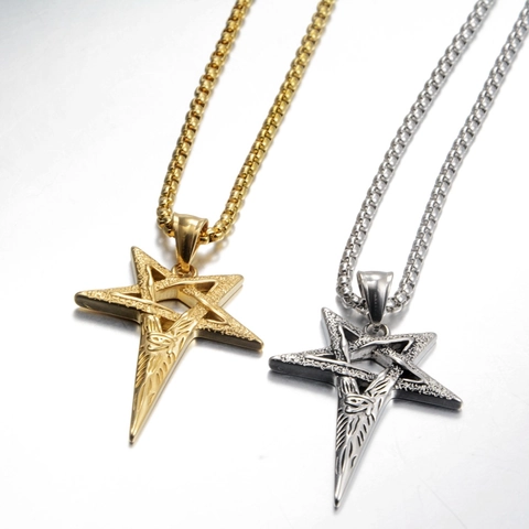 Edelstahl Pentagramm Auge Des Horus Anhänger Halskette Retro Punk Stern Halsschmuck Für Herren Damen Tägliches Modeaccessoire