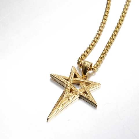 Edelstahl Pentagramm Auge Des Horus Anhänger Halskette Retro Punk Stern Halsschmuck Für Herren Damen Tägliches Modeaccessoire