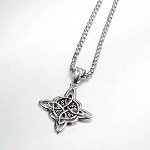 Vintage Roestvrij Staal Keltische Knoop Hanger Ketting Voor Mannen Punk Heksenknoop Triquetra Sieraden Goud Zilver Box Chain