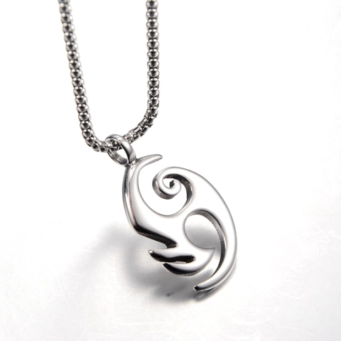 Hip Hop Stainless Steel Abstract Flame Spiral Pendant Necklace Men Women Unisex Gothic Punk Tribal Cloud Pattern Accessory