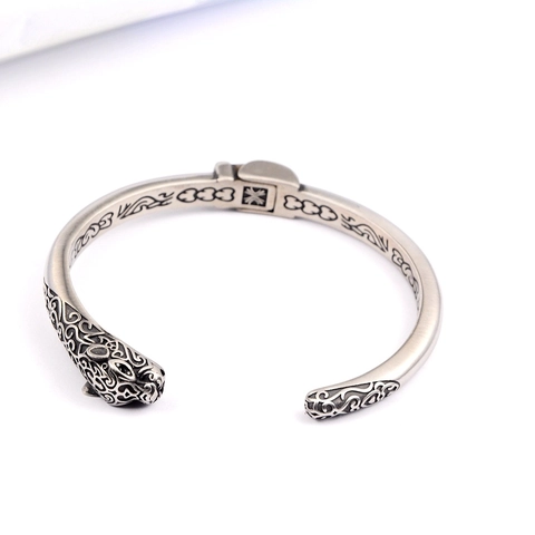 Vintage Edelstahl Leopard Kopf Offener Armreif Für Damen Herren Retro Geschnitztes Muster Oxidiertes Gealtertes Finish Schmuck Armband
