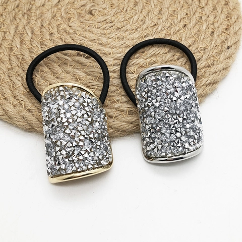 Luxus Legierung Galvanisierter Strass Haargummi U-Förmig Hochelastisch Pferdeschwanz Halter Geometrisch Metall Haarseil Für Damen Haarschmuck