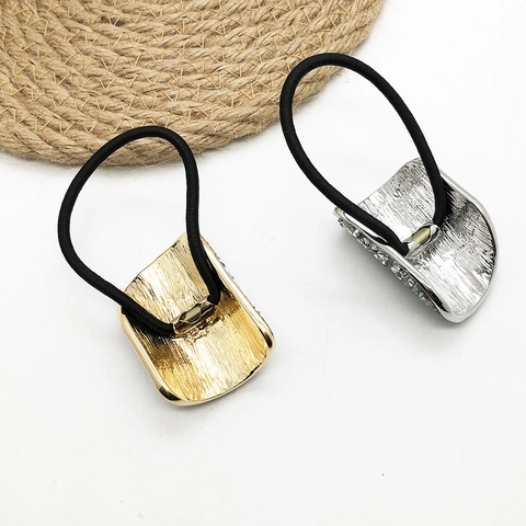 Luxus Legierung Galvanisierter Strass Haargummi U-Förmig Hochelastisch Pferdeschwanz Halter Geometrisch Metall Haarseil Für Damen Haarschmuck