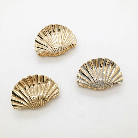 Pinza para el Cabello en Forma de Concha Vintage Francés Aleación Metal Esmalte Horquilla Elegante Accesorios para Mujer